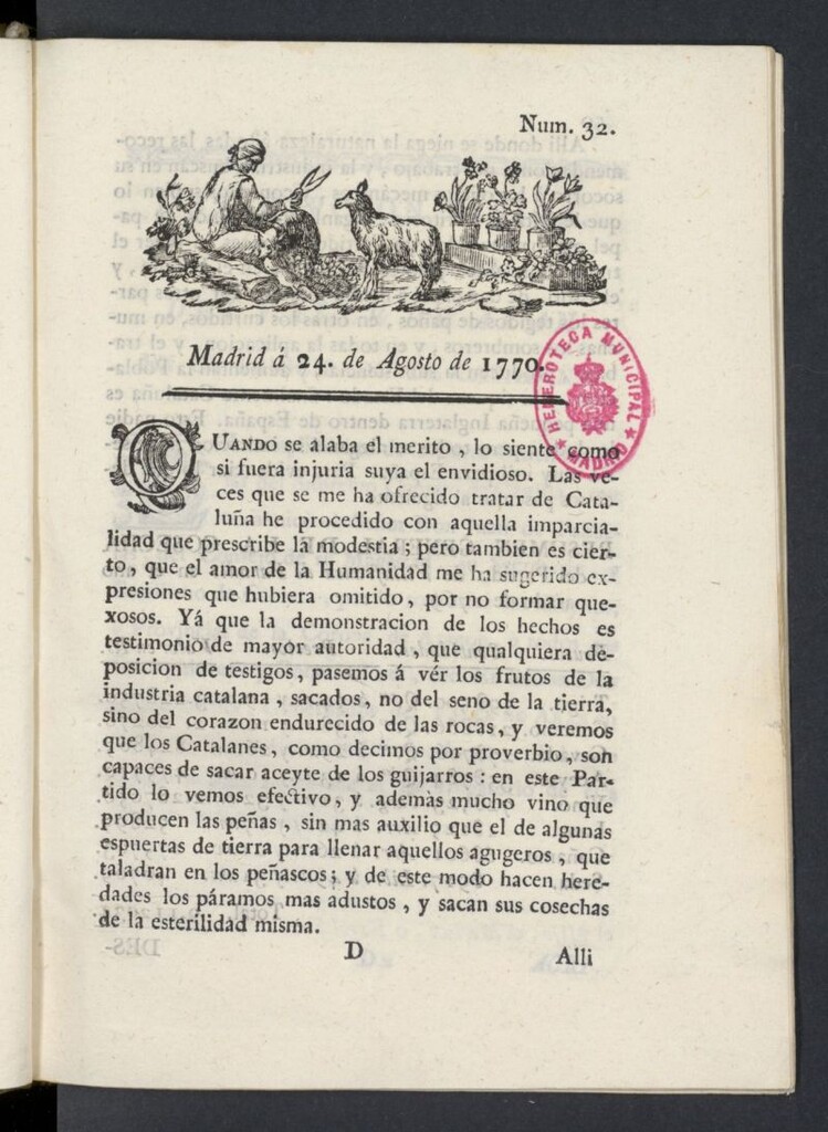 Miniatura de Correo General de España del 24 de agosto de 1770, nº 32