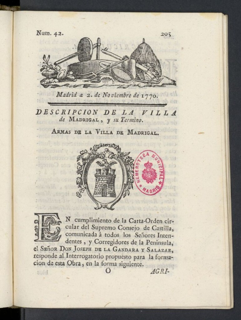 Miniatura de Correo General de España del 2 de noviembre de 1770, nº 42