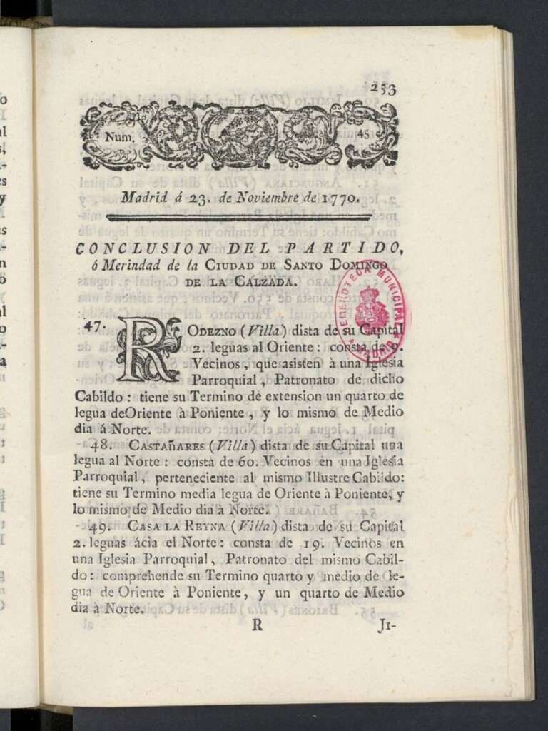 Miniatura de Correo General de España del 23 de noviembre de 1770, nº 45