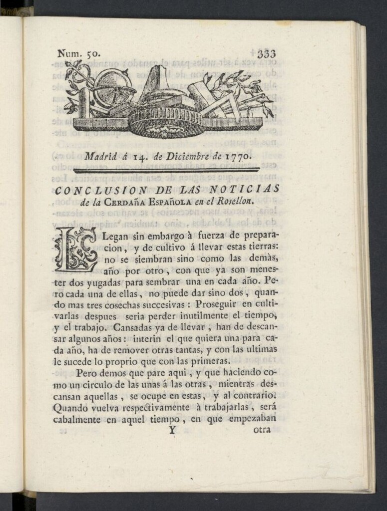 Miniatura de Correo General de España del 14 de diciembre de 1770, nº 50