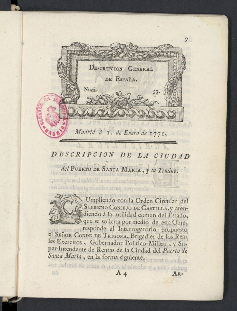 Miniatura de Correo General de España  del 1 de enero de 1771, nº 53