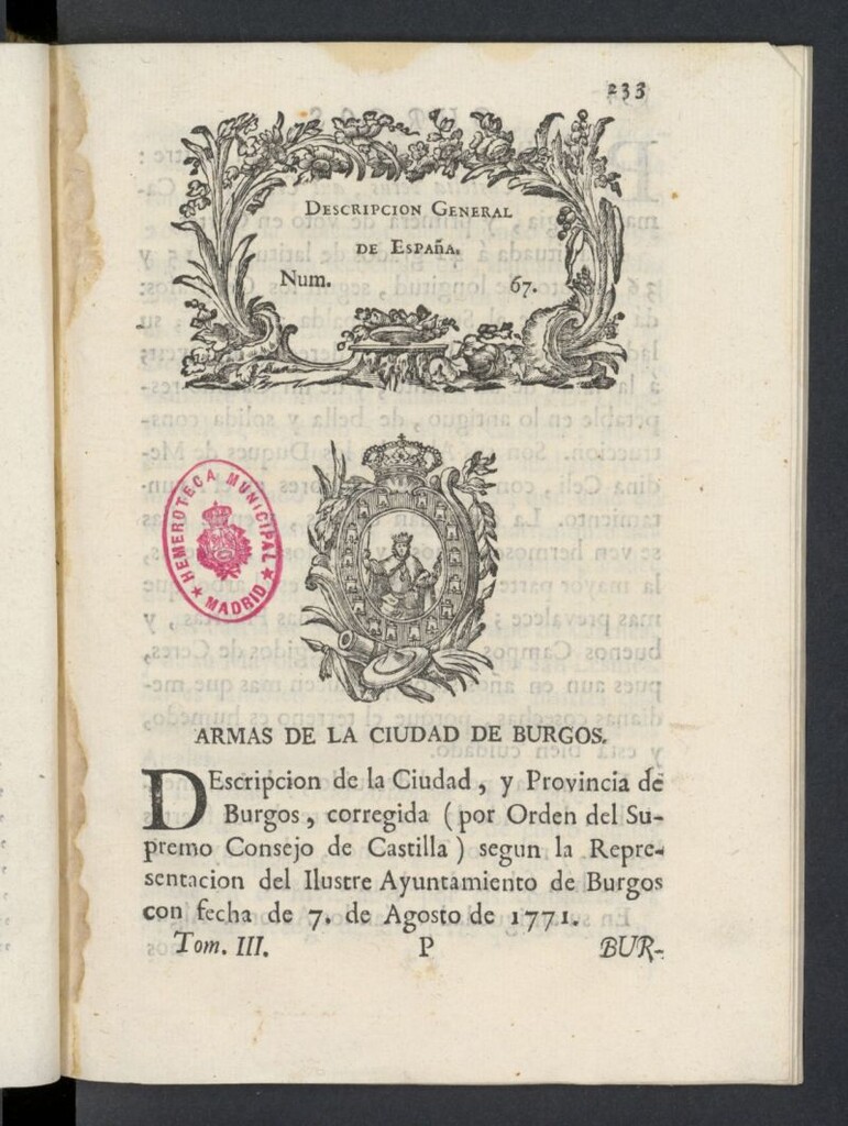 Miniatura de Correo General de España del 7 de agosto [sic] de 1771, nº 67