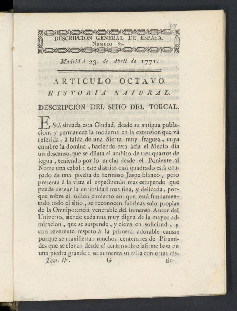 Miniatura de Correo General de España del 23 de abril de 1771, nº 82