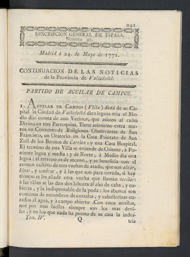 Miniatura de Correo General de España del 24 de mayo de 1771, nº 91