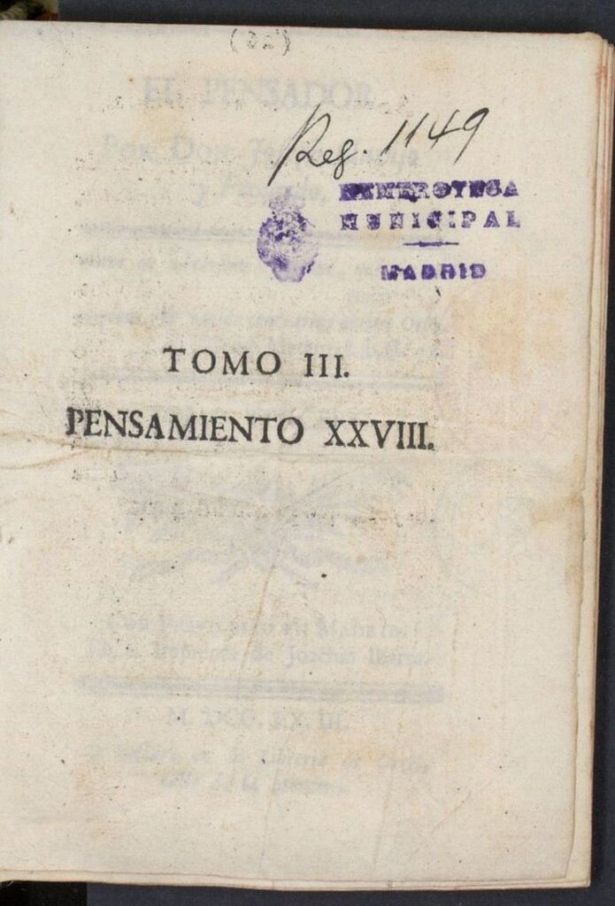 Miniatura de El Pensador 1763, pensamiento XXVIII
