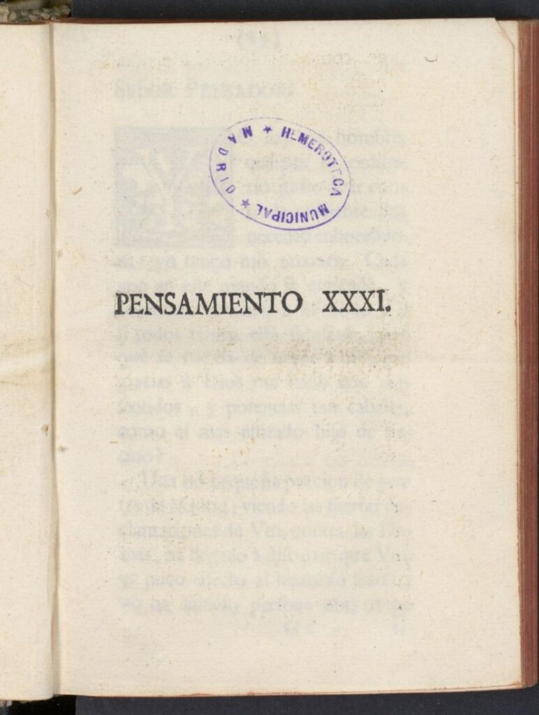 Miniatura de El Pensador 1763, pensamiento XXXI