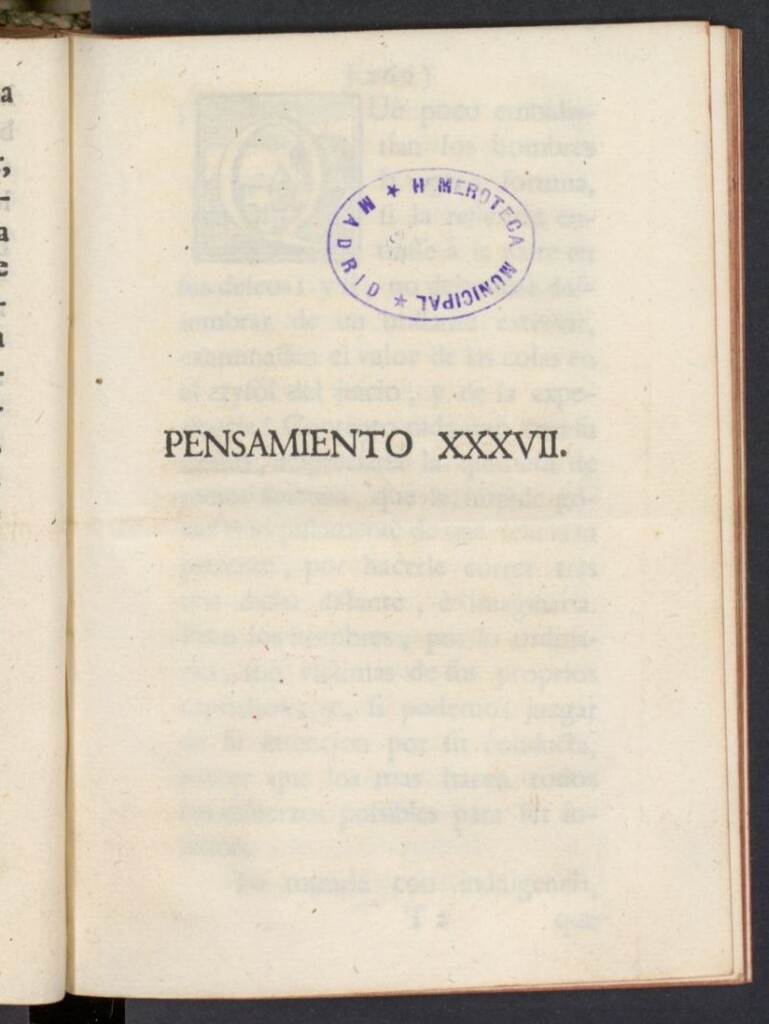Miniatura de El Pensador 1763, pensamiento XXXVII