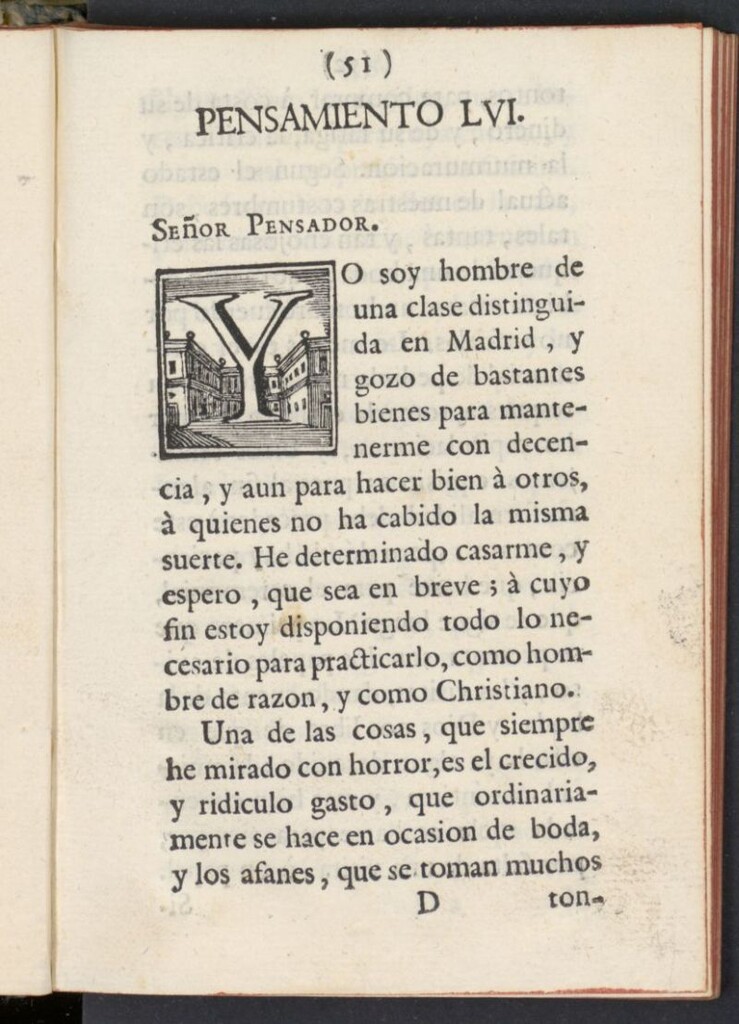 Miniatura de El Pensador 1767, pensamiento LVI
