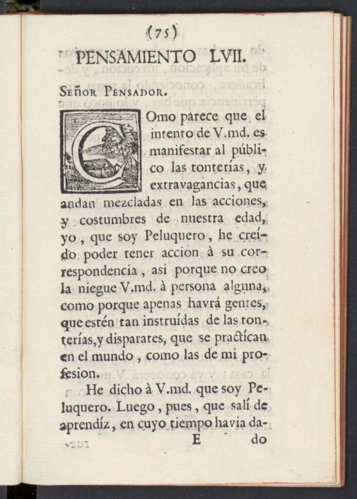 Miniatura de El Pensador 1767, pensamiento LVII