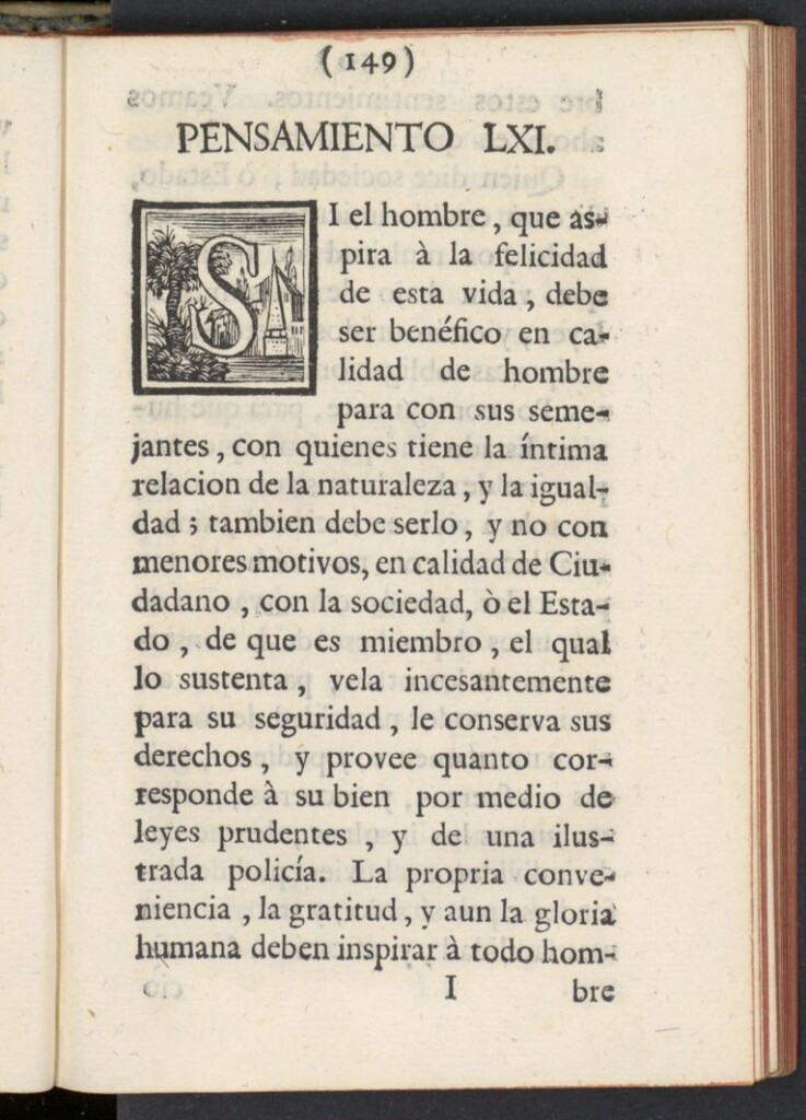 Miniatura de El Pensador 1767, pensamiento LXI