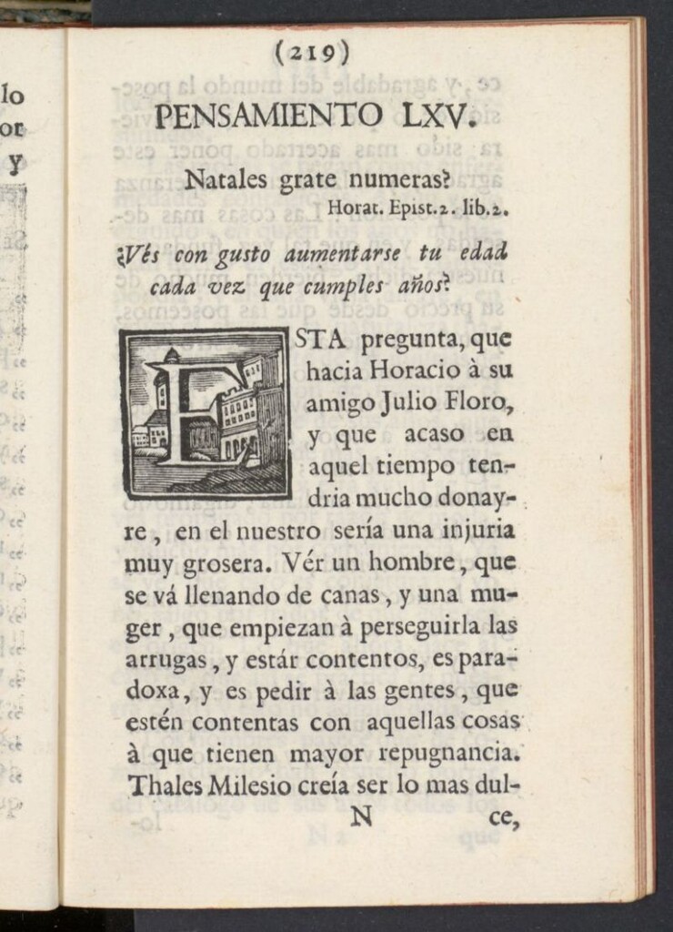 Miniatura de El Pensador 1767, pensamiento LXV