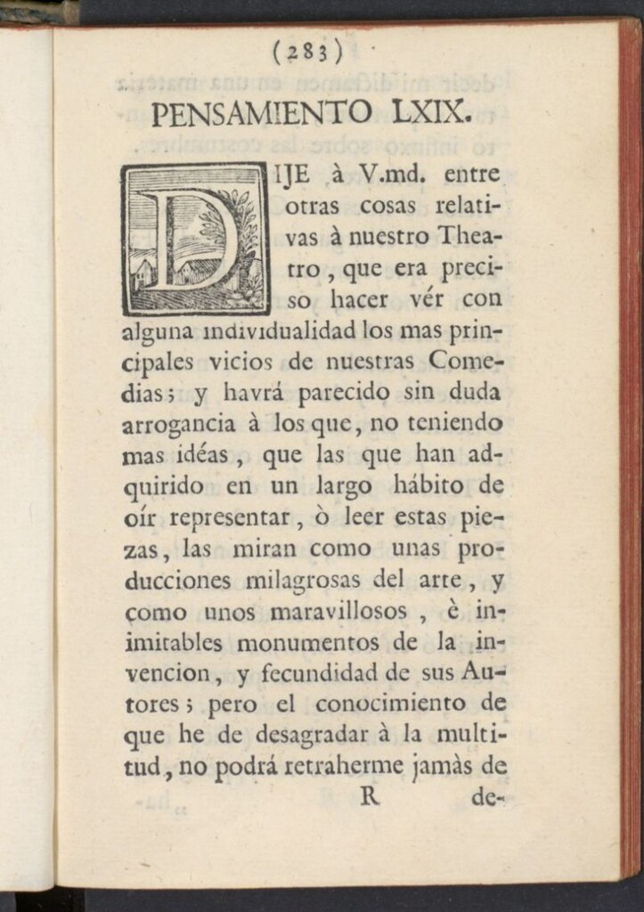 Miniatura de El Pensador 1767, pensamiento LXIX