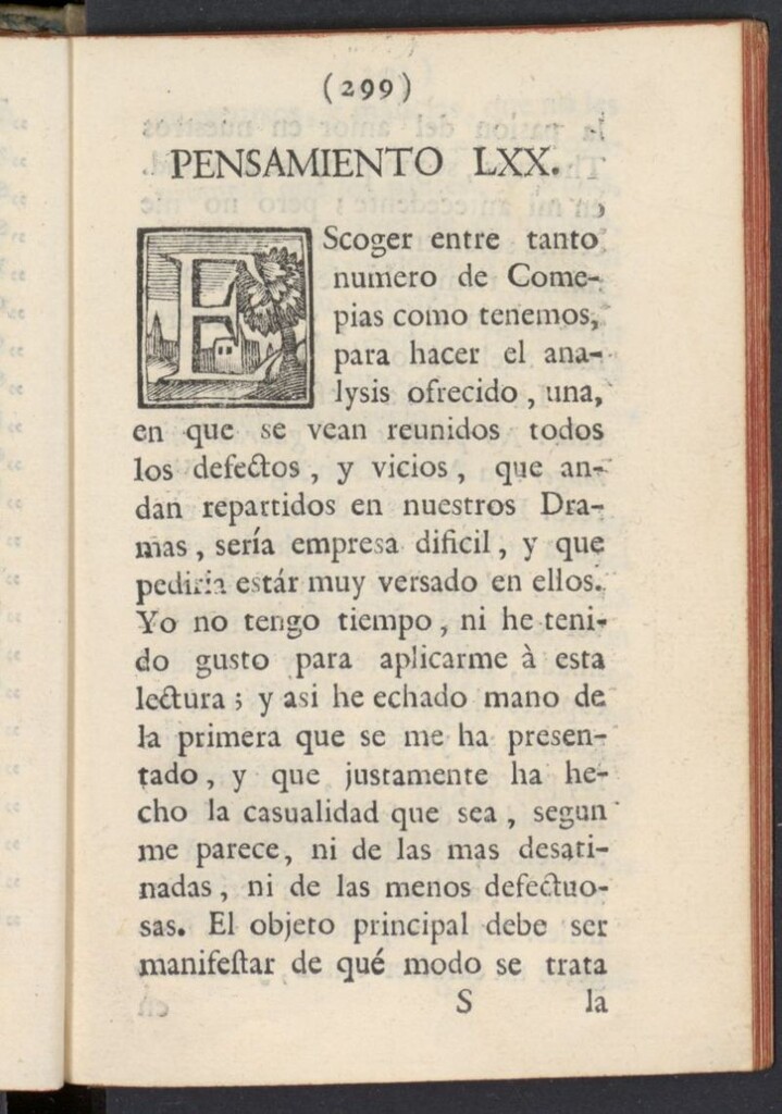 Miniatura de El Pensador 1767, pensamiento LXX