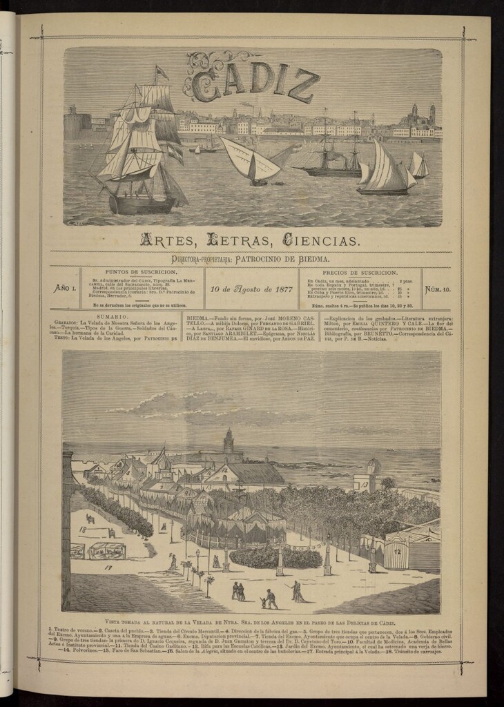 Miniatura de Cádiz: letras, ciencias y artes del 10 de agosto de 1877