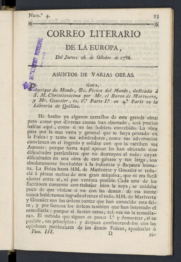 Miniatura de Correo Literario de la Europa del 26 de octubre de 1786, nº 4