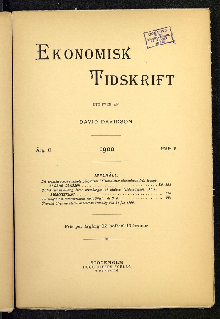 Miniatura de Ekonomisk Tidskrift, nº 8