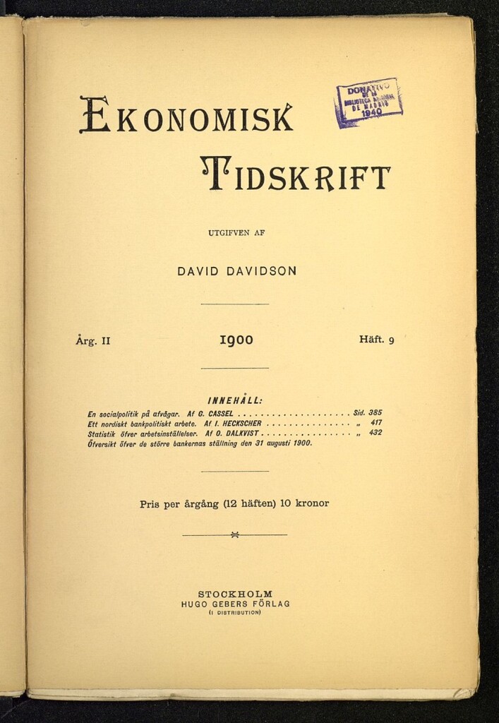 Miniatura de Ekonomisk Tidskrift, nº 9