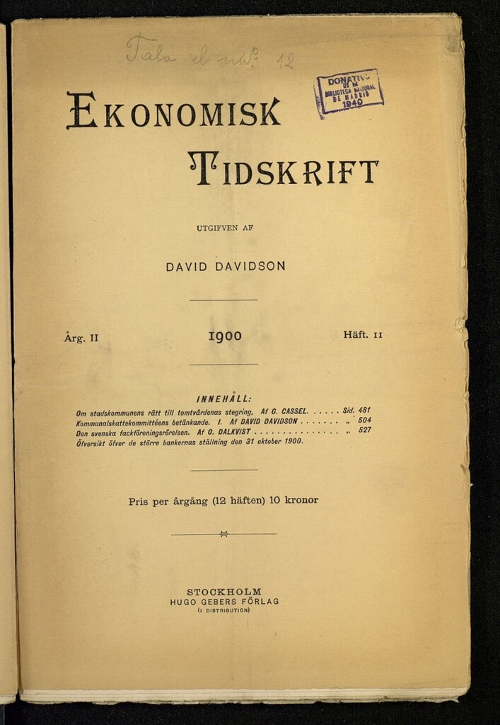 Miniatura de Ekonomisk Tidskrift, nº 11
