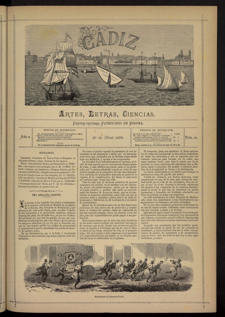 Miniatura de Cádiz: letras, ciencias y artes del 10 de abril de 1878