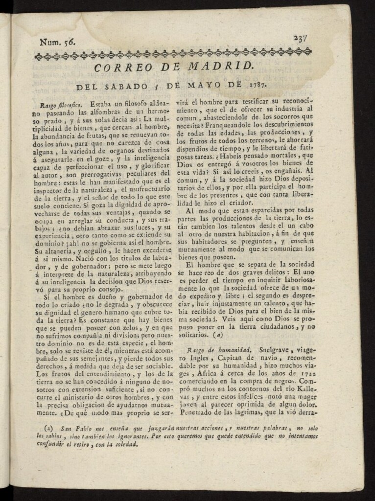 Miniatura de Correo de los Ciegos de Madrid del 5 de mayo de 1787, nº 56