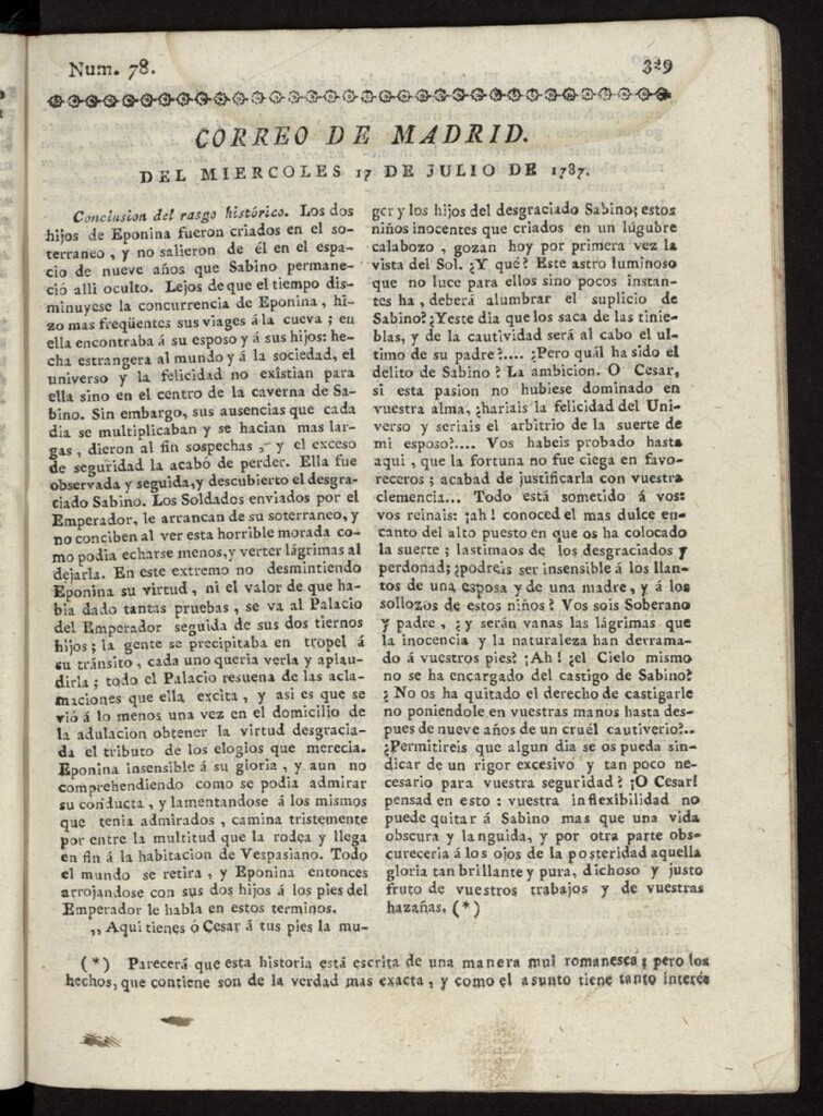 Miniatura de Correo de los Ciegos de Madrid del 17 de julio de 1787, nº 78