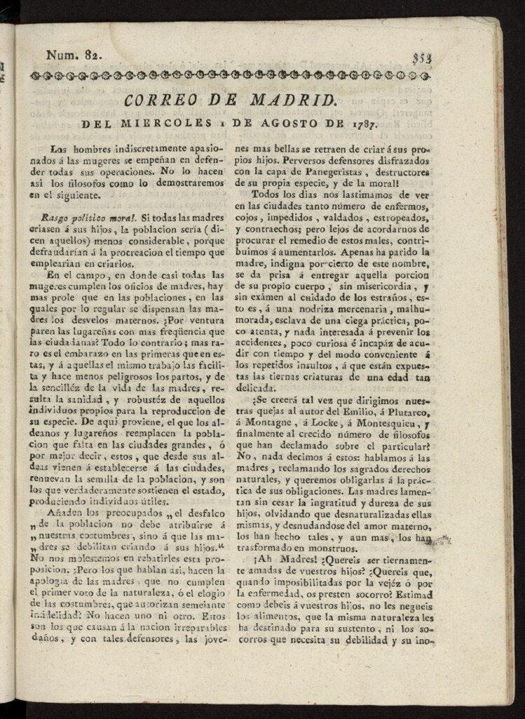 Miniatura de Correo de los Ciegos de Madrid del 1 de agosto de 1787, nº 82