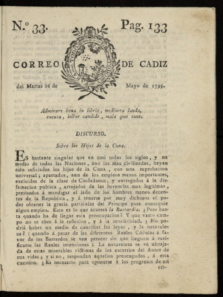 Miniatura de Correo de Cádiz del 26 de mayo de 1795, nº 33