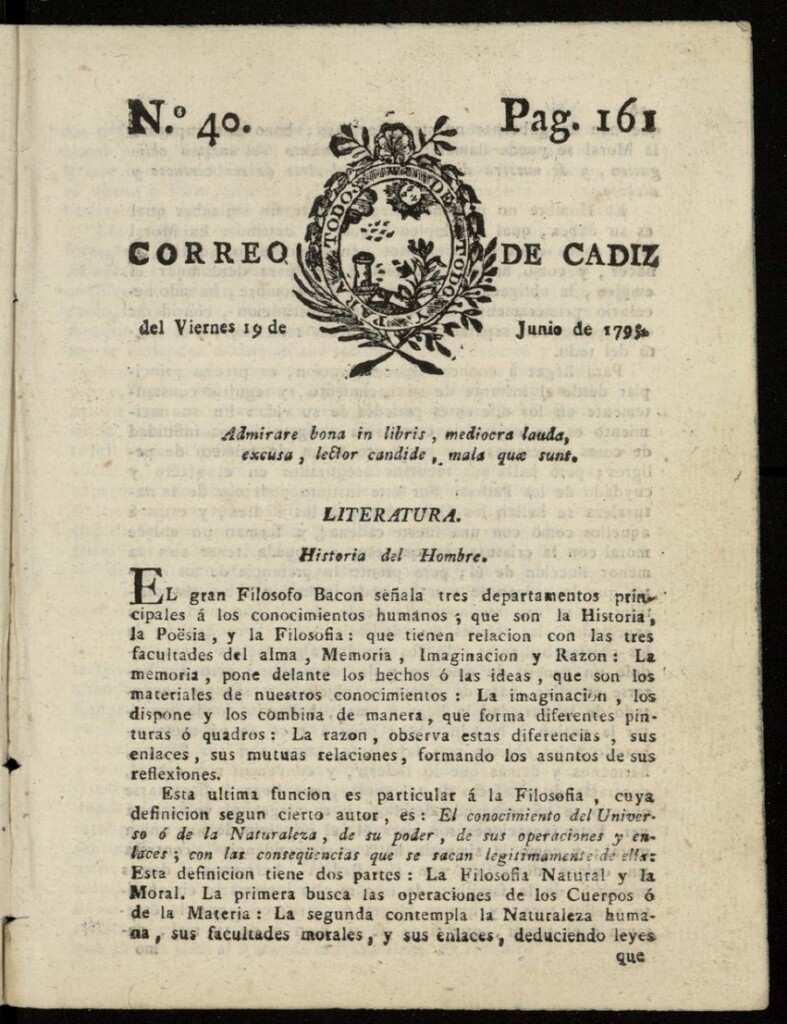 Miniatura de Correo de Cádiz del 19 de junio de 1795, nº 40