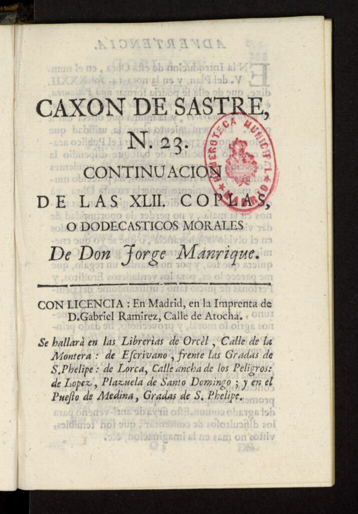 Miniatura de Caxon de Sastre de 1761, nº 23