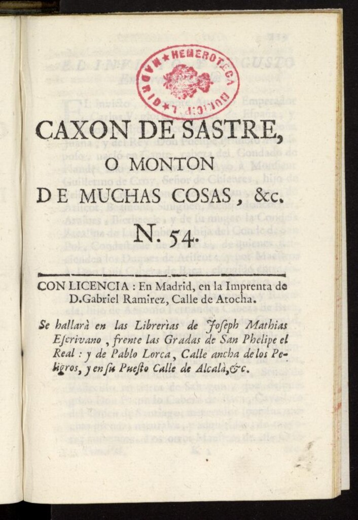 Miniatura de Caxon de Sastre de 1761, nº 54