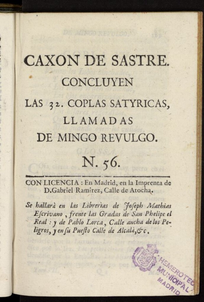 Miniatura de Caxon de Sastre de 1761, nº 56