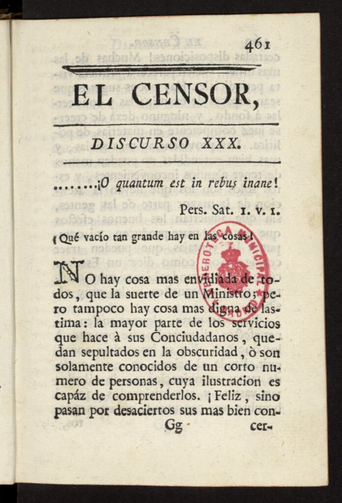 Miniatura de El Censor: obra periódica de 1781, discurso nº 30