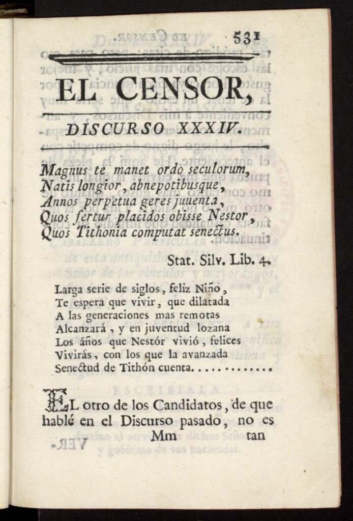 Miniatura de El Censor: obra periódica de 1781, discurso nº 34