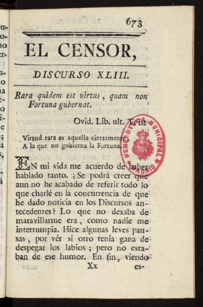 Miniatura de El Censor: obra periódica de 1781, discurso nº 42