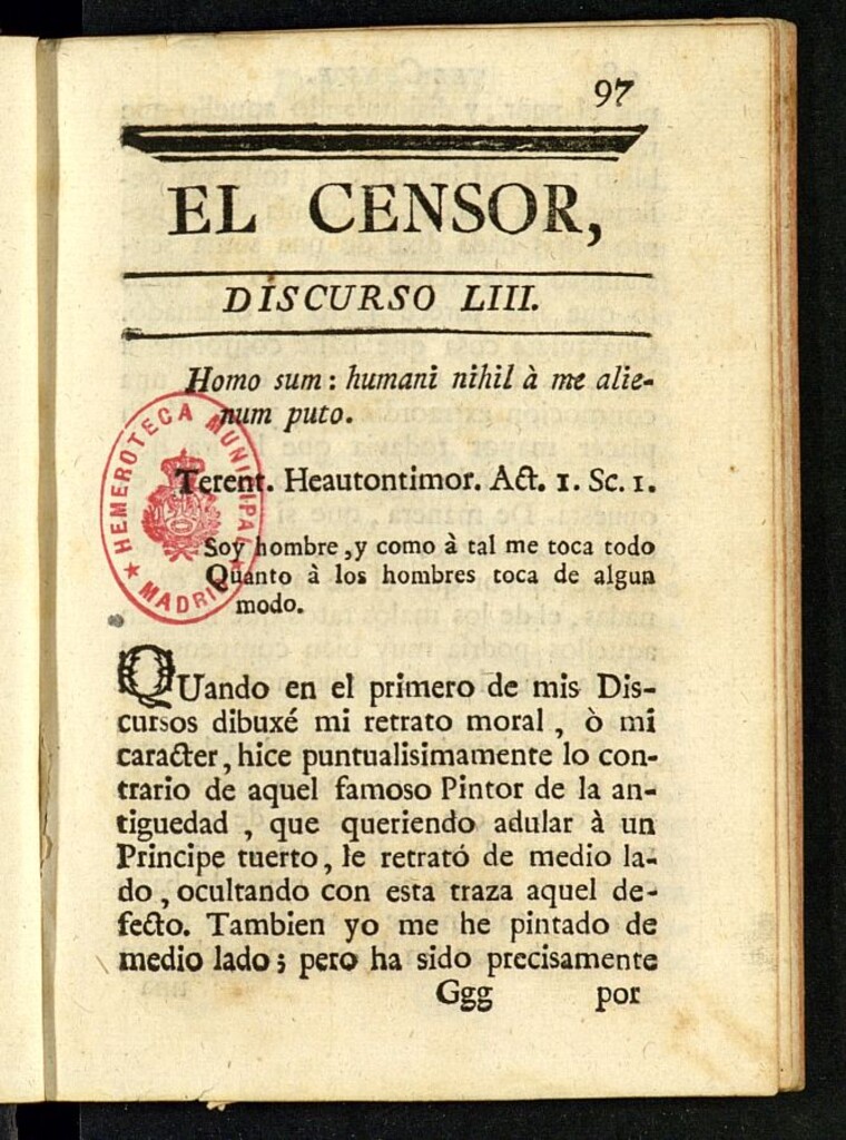 Miniatura de El Censor: obra periódica de 1782, discurso nº 53