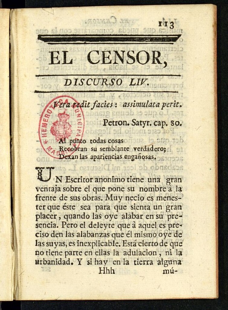 Miniatura de El Censor: obra periódica de 1782, discurso nº 54