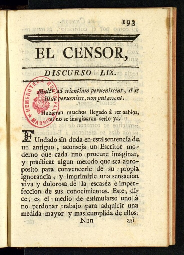 Miniatura de El Censor: obra periódica de 1782, discurso nº 59