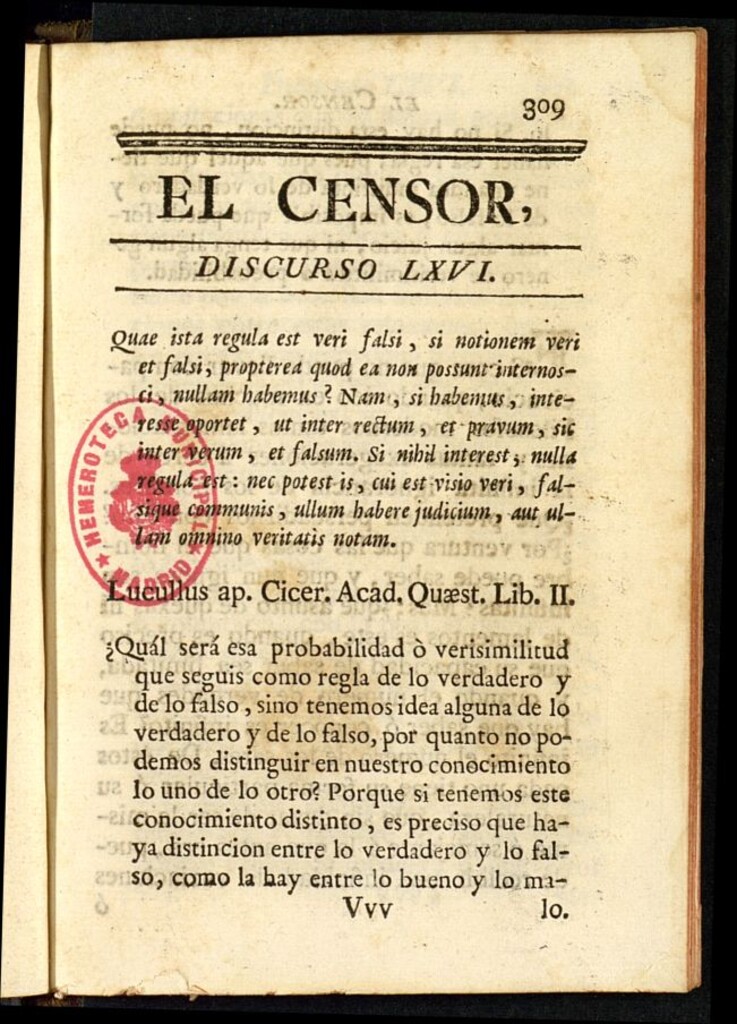 Miniatura de El Censor: obra periódica de 1782, discurso nº 66