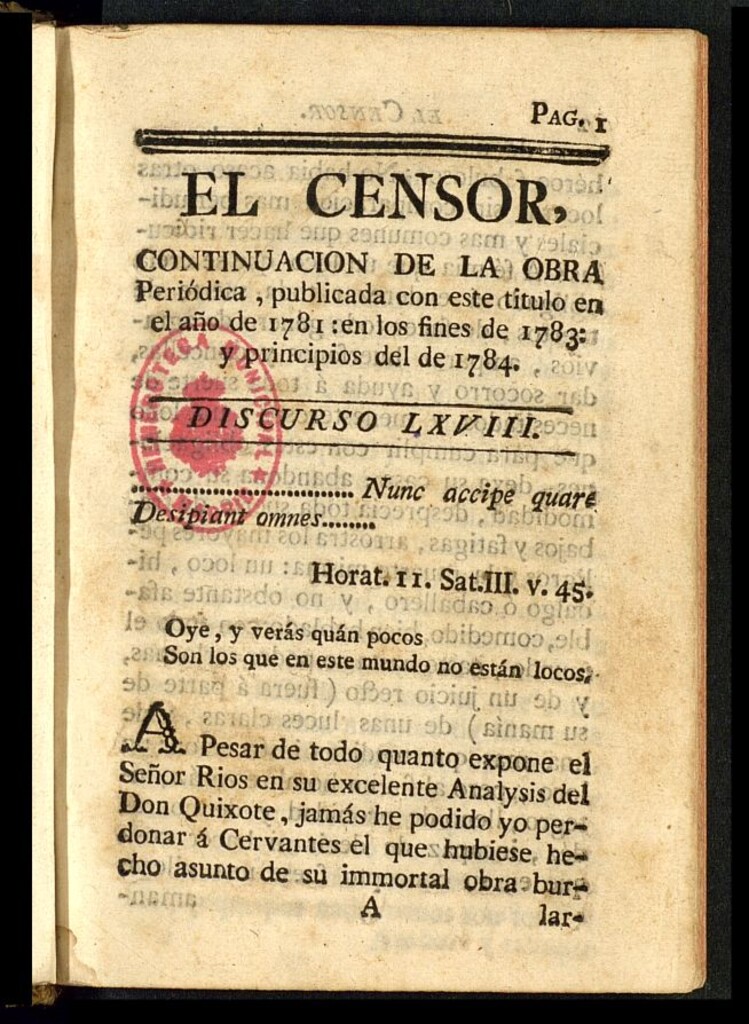 Miniatura de El Censor: obra periódica de 1783, discurso nº 68