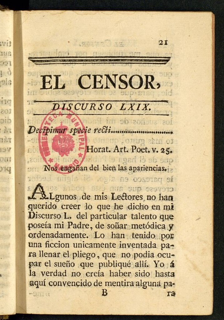 Miniatura de El Censor: obra periódica de 1783, discurso nº 69