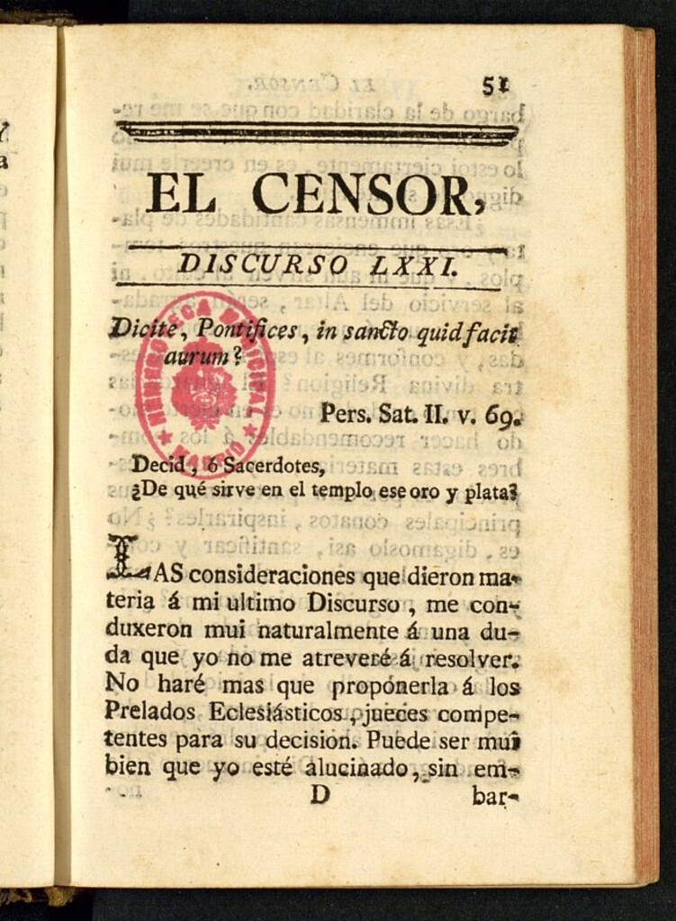 Miniatura de El Censor: obra periódica de 1783, discurso nº 71