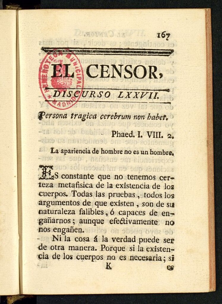 Miniatura de El Censor: obra periódica de 1783, discurso nº 77