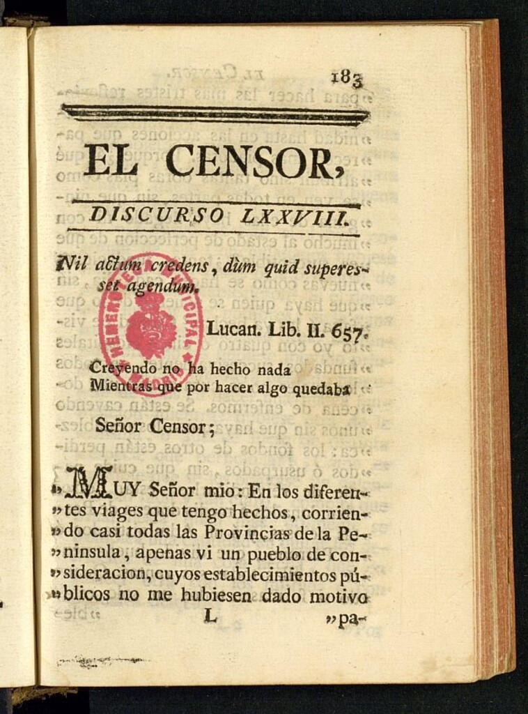 Miniatura de El Censor: obra periódica de 1783, discurso nº 78