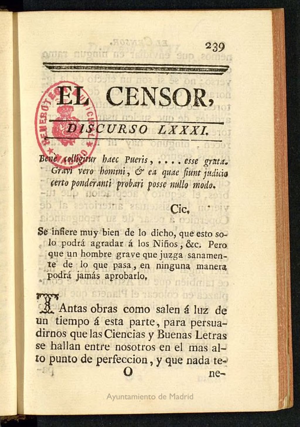 Miniatura de El Censor: obra periódica de 1783, discurso nº 81