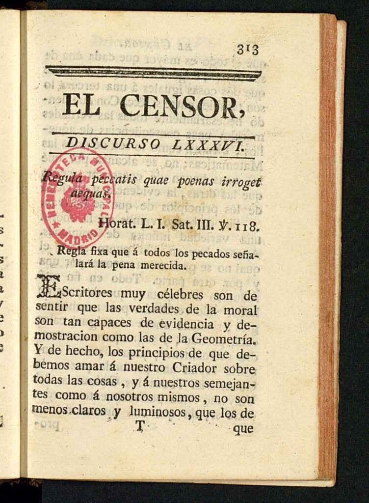 Miniatura de El Censor: obra periódica de 1783, discurso nº 86