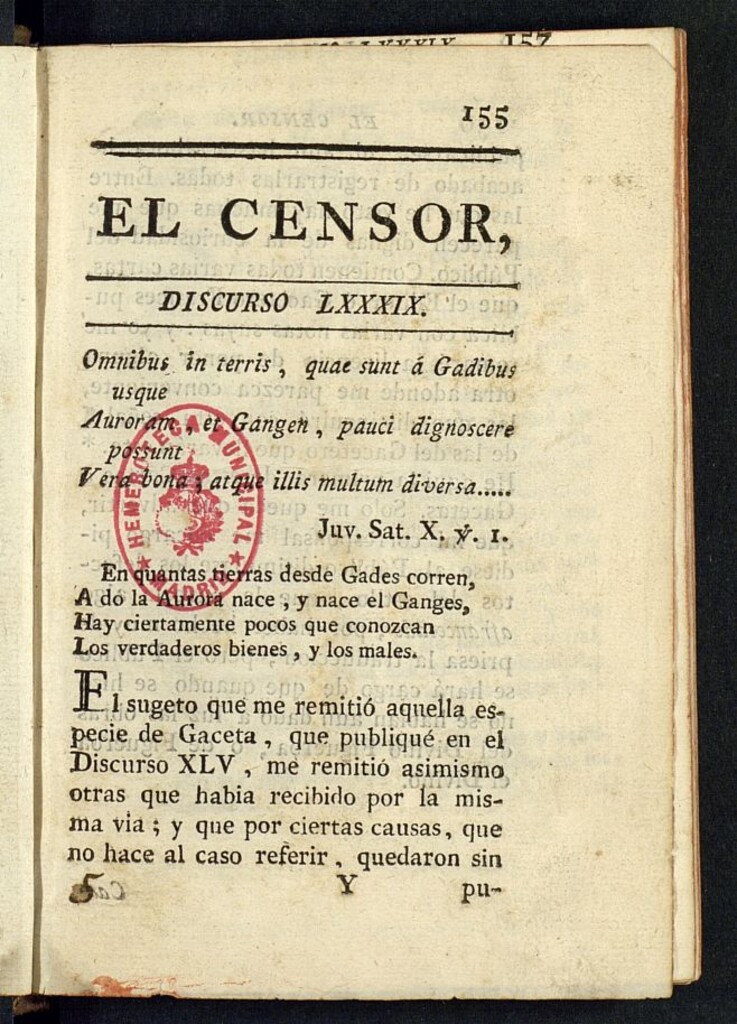 Miniatura de El Censor: obra periódica de 1784, discurso nº 89
