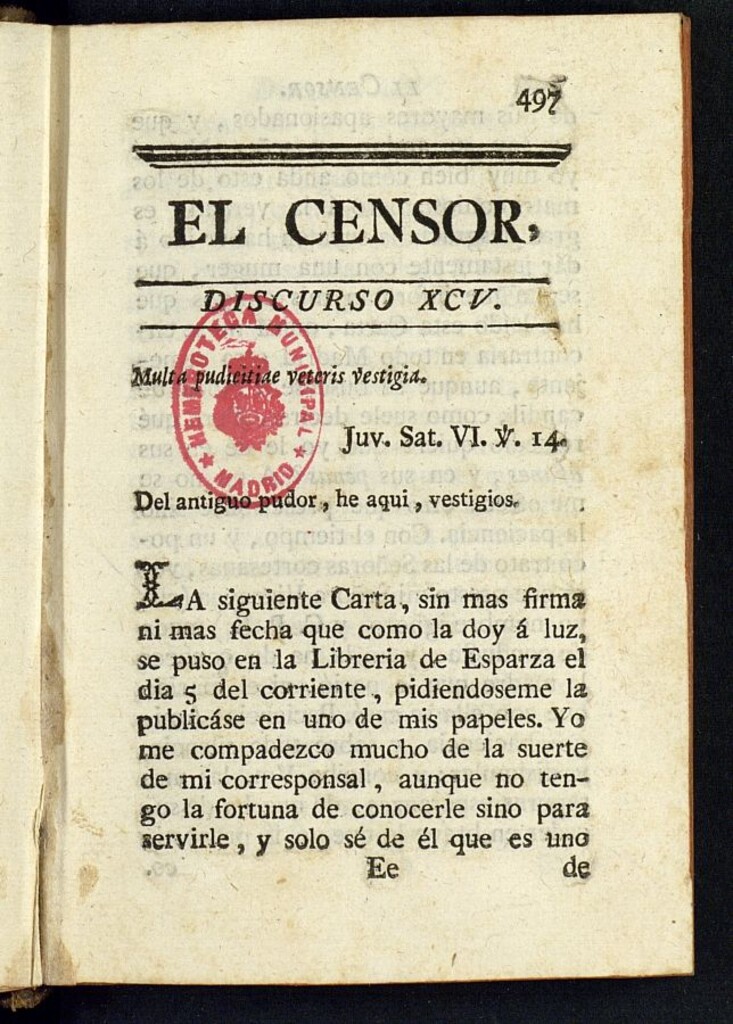 Miniatura de El Censor: obra periódica de 1784, discurso nº 95