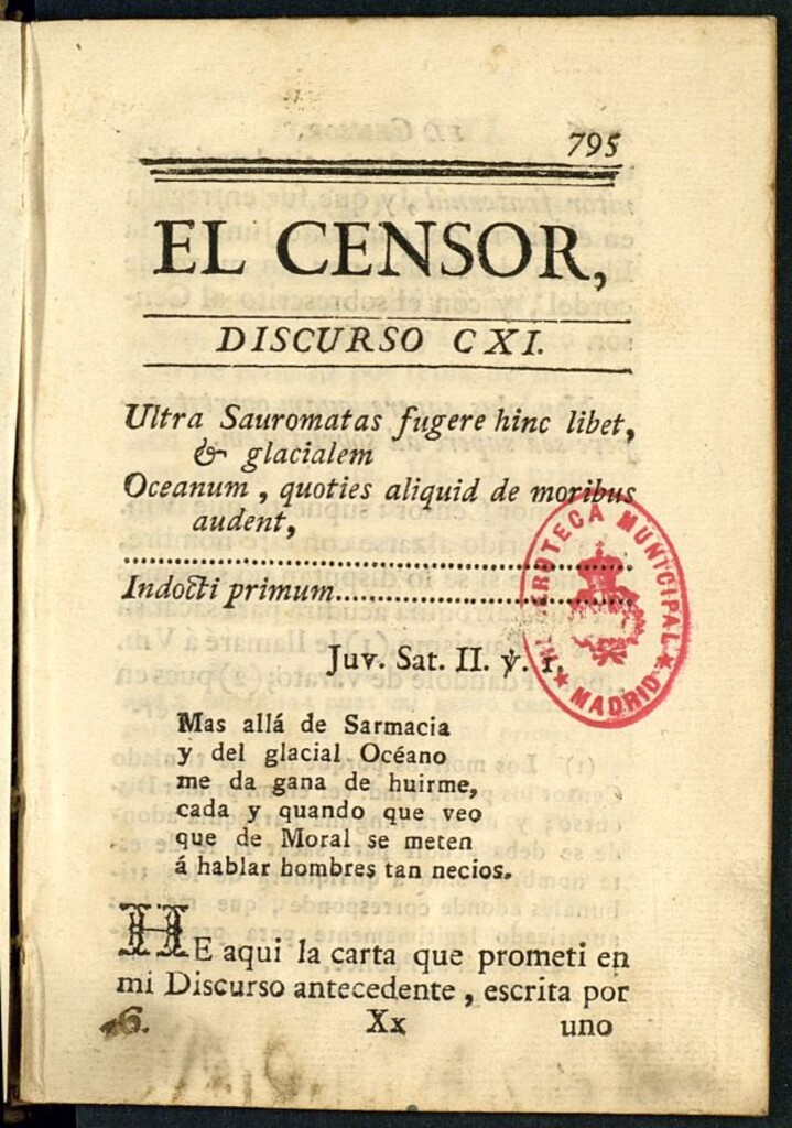 Miniatura de El Censor: obra periódica de 1785, discurso nº 111