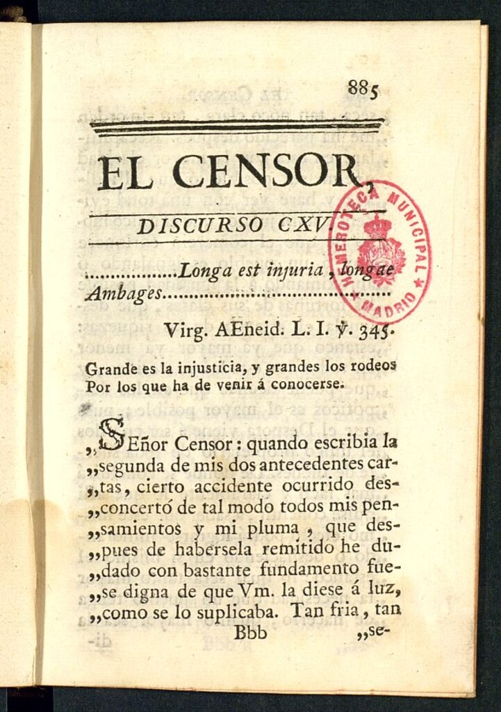 Miniatura de El Censor: obra periódica de 1785, discurso nº 115