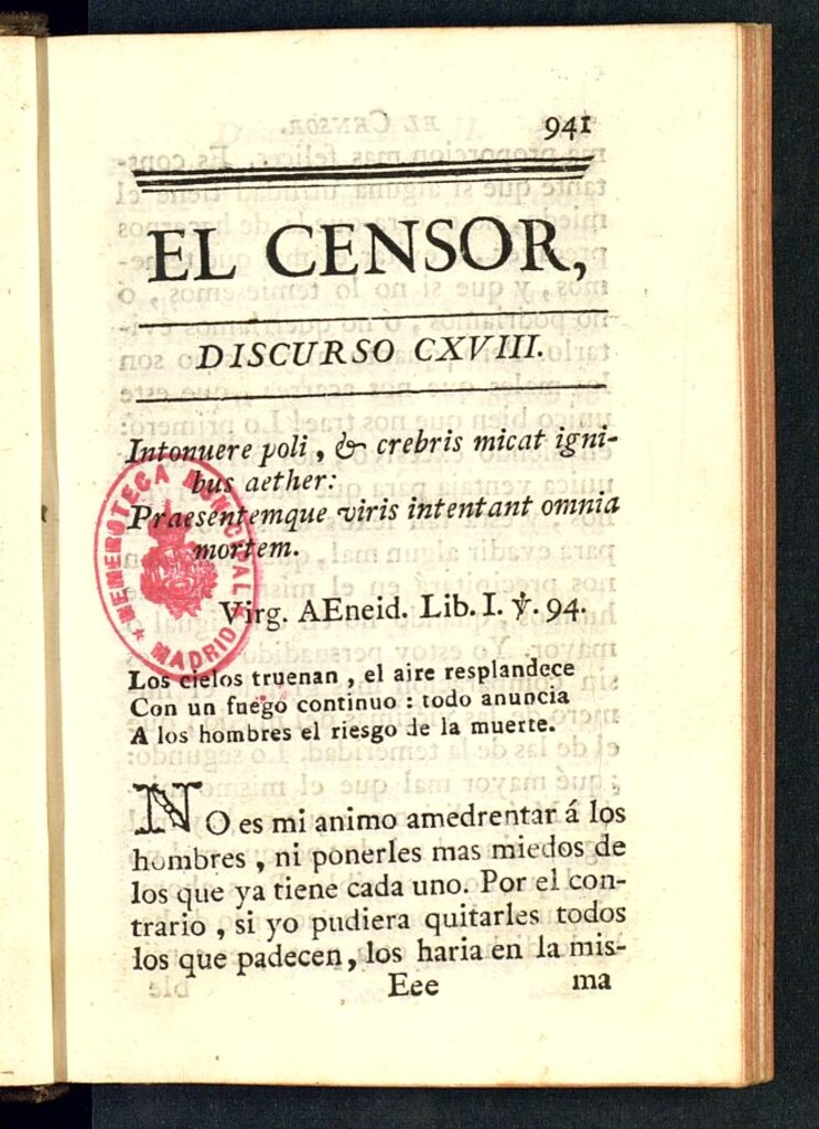 Miniatura de El Censor: obra periódica de 1785, discurso nº 118